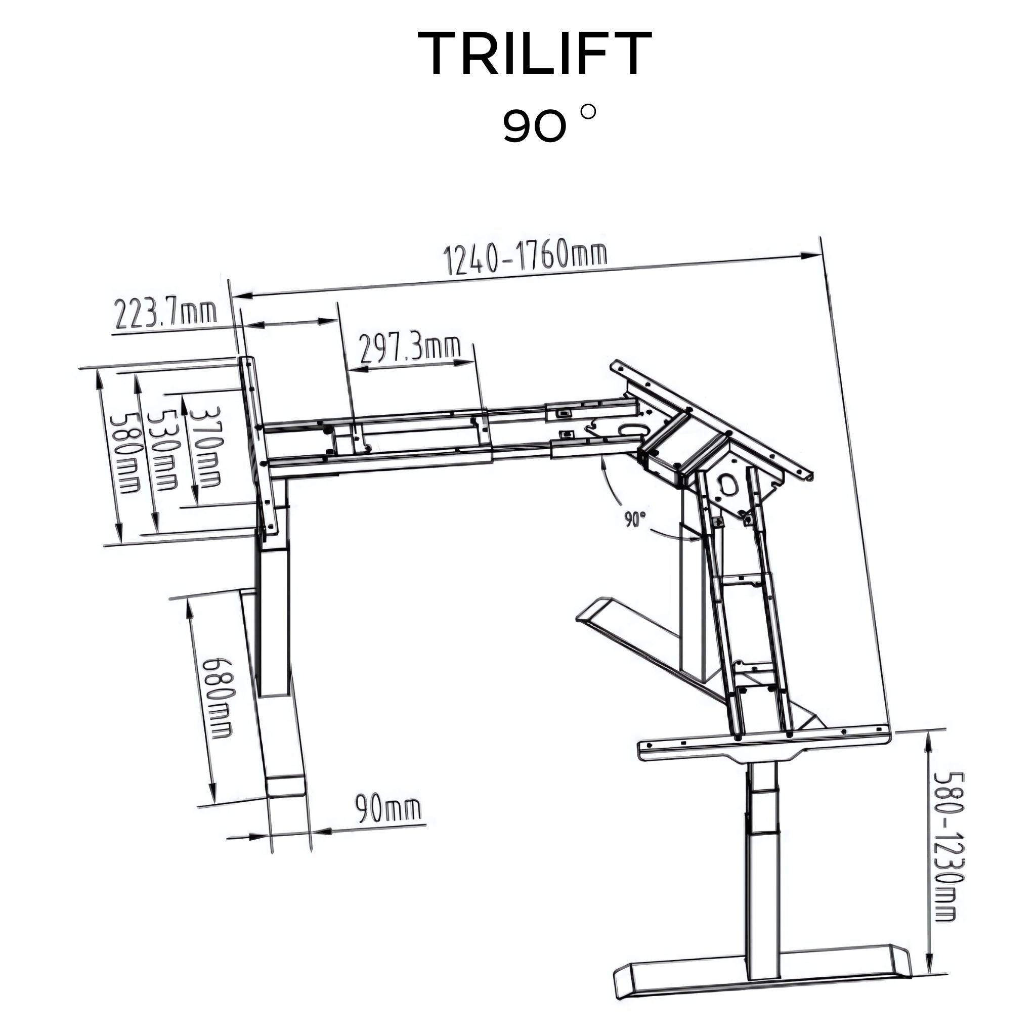 Three-motor table frame with TRILIFT height adjustment