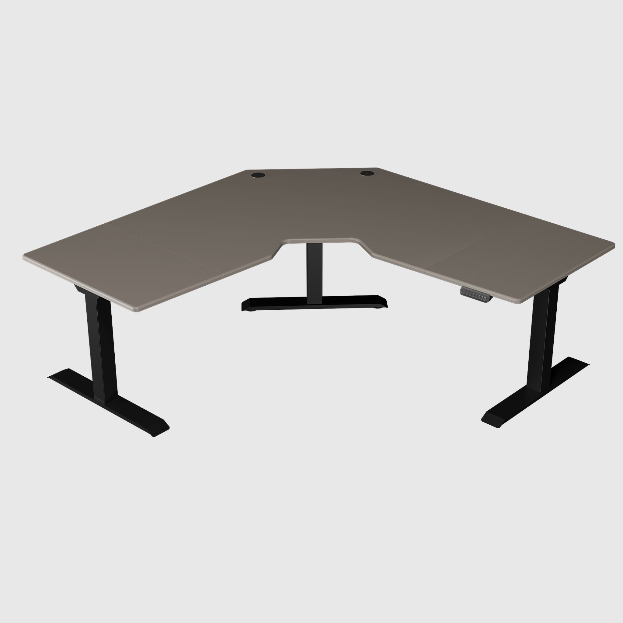 TRILIFT height-adjustable three-support corner table with MDF tabletop