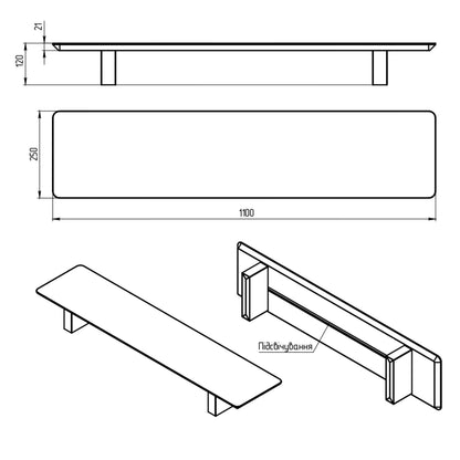 HPL monitor shelf