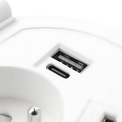 Recessed socket with USB A+C, interchangeable ports (USB-A, HDMI, RJ45) and wireless charging