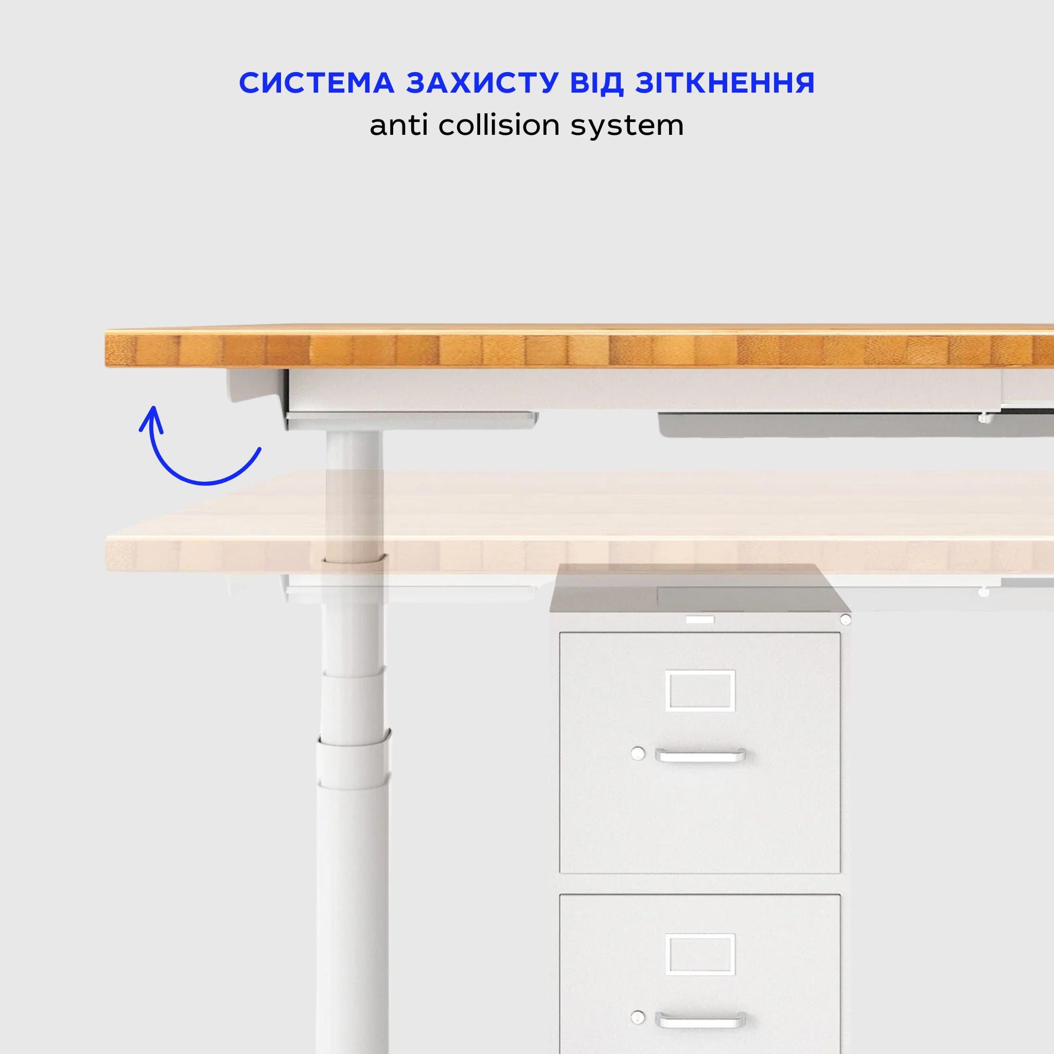 Two-motor table frame with DUOERGO height adjustment