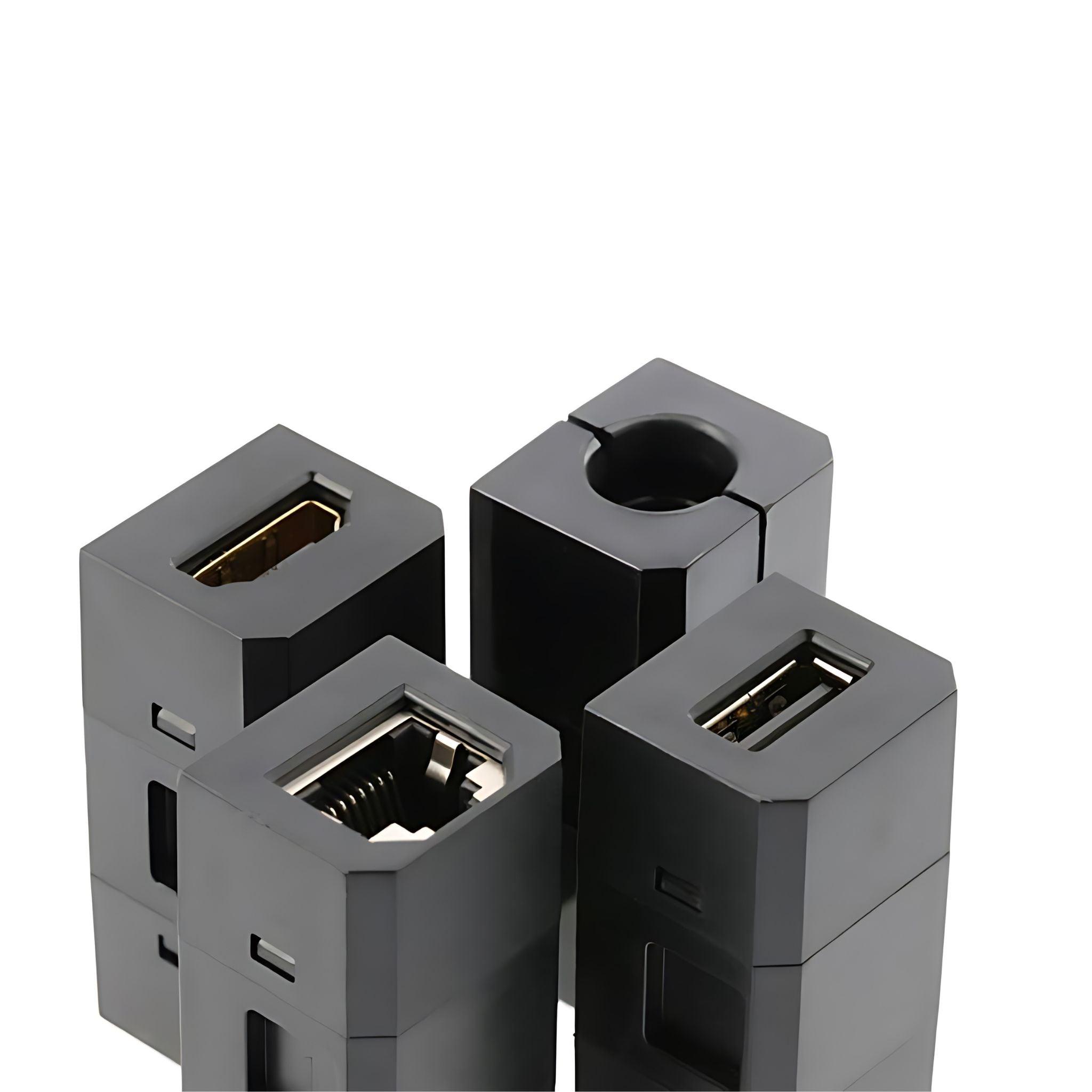 Recessed socket with USB A+C, interchangeable ports (USB-A, HDMI, RJ45) and wireless charging