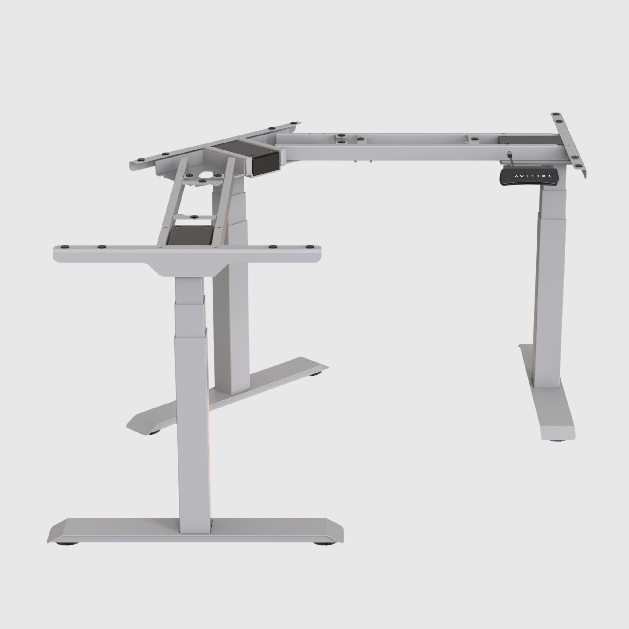 TRILIFT height-adjustable three-support corner table with MDF tabletop