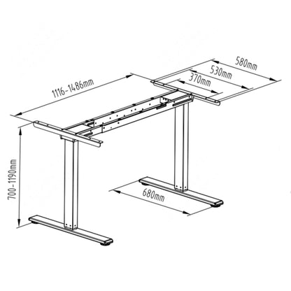 Two-motor table frame with FlexiRise height adjustment