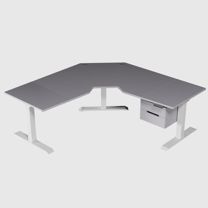 TRILIFT height-adjustable three-support corner table with MDF tabletop